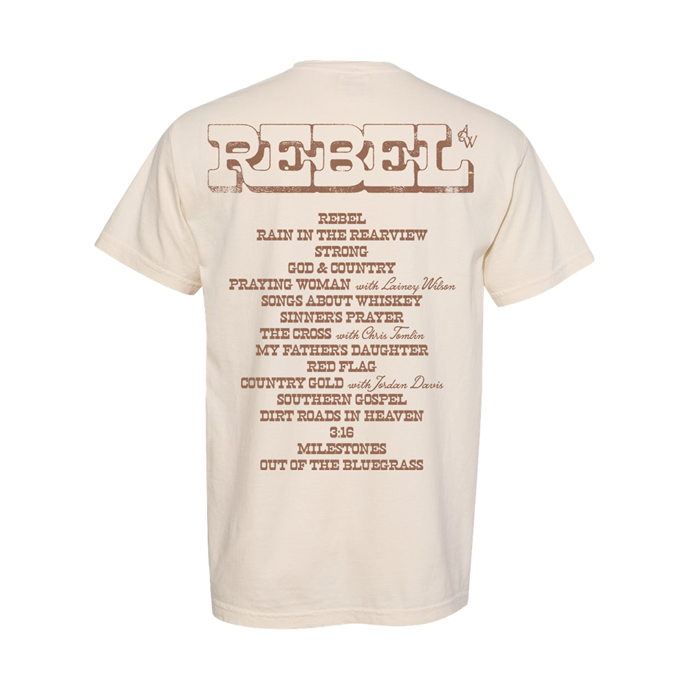 Rebel Tracklist T-Shirt Back