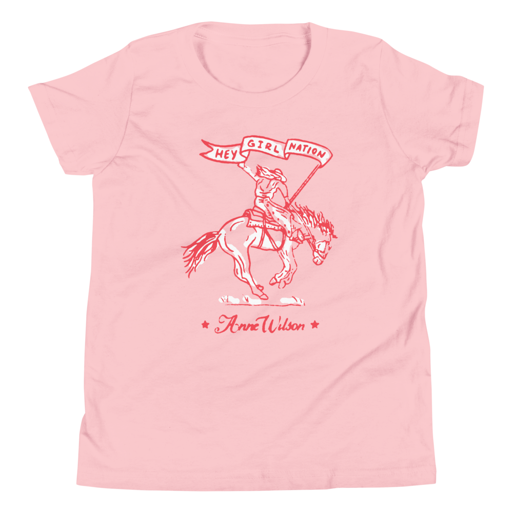 Hey Girl Nation Pink Youth T-Shirt Front